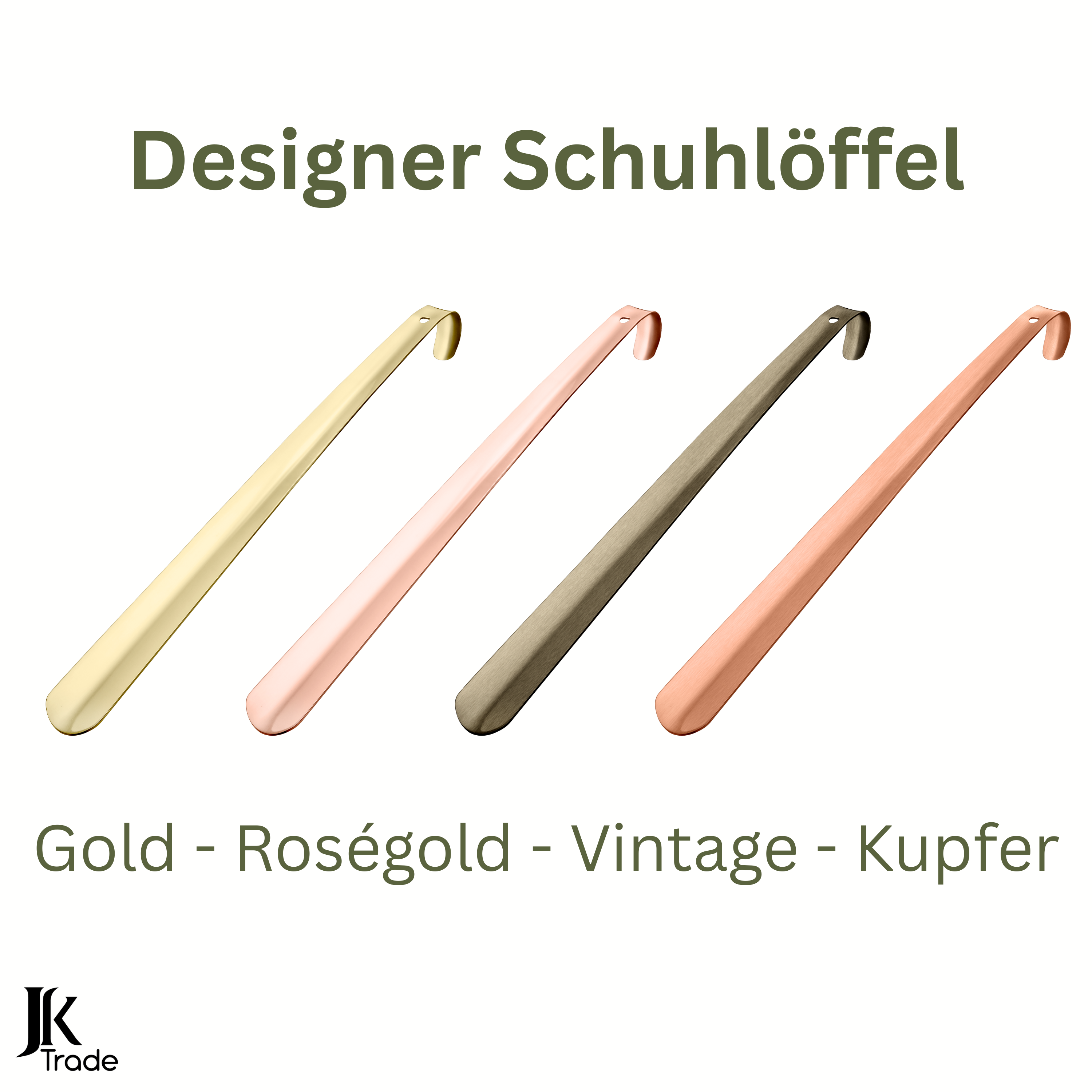 Designer Schuhlöffel - Gold, Roségold, Vintage, Kupfer