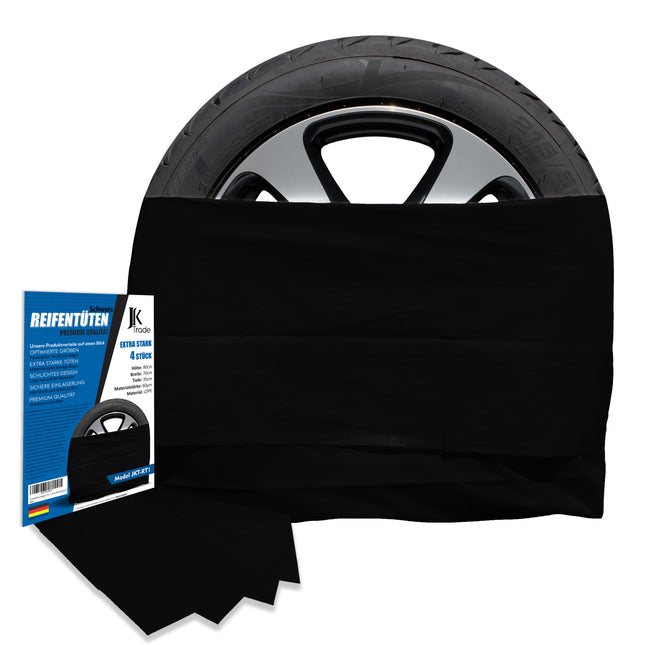 JK Trade® Reifentüten Set 4-teilig – Extra starke Premium Reifensäcke zur Aufbewahrung & Lagerung von Autoreifen, Reifentüten (16–20 Zoll)