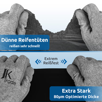 JK Trade® Reifentüten Set 4-teilig – Extra starke Premium Reifensäcke zur Aufbewahrung & Lagerung von Autoreifen, Reifentüten XXXL (18–22 Zoll)