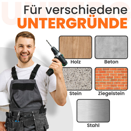 Reifenwandhalterung zur Montage auf verschiedenen Untergründen wie Holz, Beton, Stein und Stahl