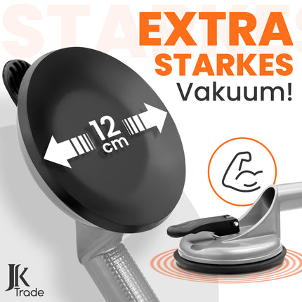 Saugheber in Grau hat ein extra starkes Vakuum dank 12cm Gummiauflage