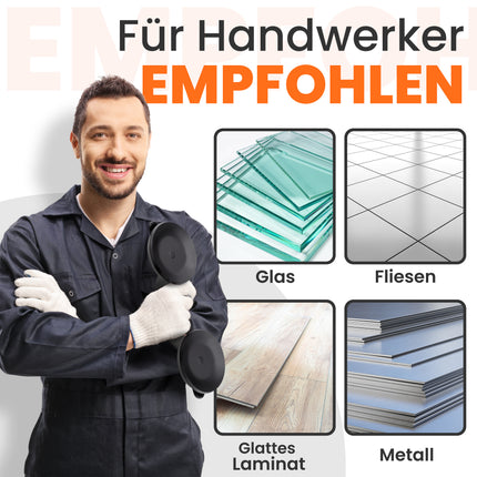 Saugheber in Grau hält stabil auf verschiedenen Materialien