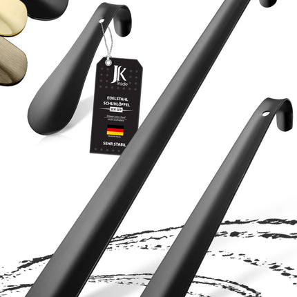 JK Trade® 3er Set STABILE Edelstahl Schuhlöffel Schwarz | 15, 29 & 42cm