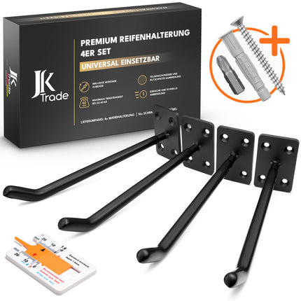 JK Trade® 4er Reifen Wandhalterung Set für Auto Felgen inkl. Schrauben und Dübel Orange