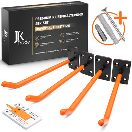 JK Trade® 4er Reifen Wandhalterung Set für Auto Felgen inkl. Schrauben und Dübel Schwarz