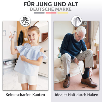 JK Trade® 3er Set STABILE Edelstahl Schuhlöffel | 15, 29 & 42cm Silber