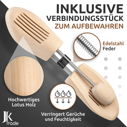 JK Trade® Premium Schuhspanner Herren | Schuhspanner Damen aus Lotus Holz