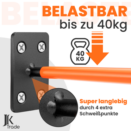 JK Trade Reifen Wandhalterung orange 4er Set – bis 40 kg belastbar pro Haken, aus massivem Stahl