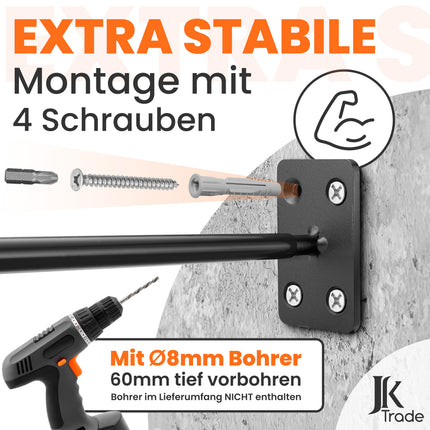 Einfache Montage der JK Trade Reifen Wandhalterung schwarz mit Schrauben und Dübeln