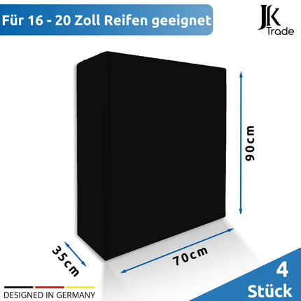 Maße der schwarzen Reifentaschen 16–20 Zoll von JK Trade – detaillierte Größenübersicht