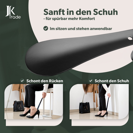 JK Trade Schuhlöffel schwarz 15 cm – hochwertige Verarbeitung, glatte Kanten, angenehme Handhabung