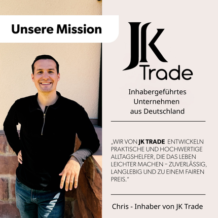 JK Trade Gründer mit Mission – hochwertige Schuhlöffel schwarz 15 cm in deutscher Markenqualität