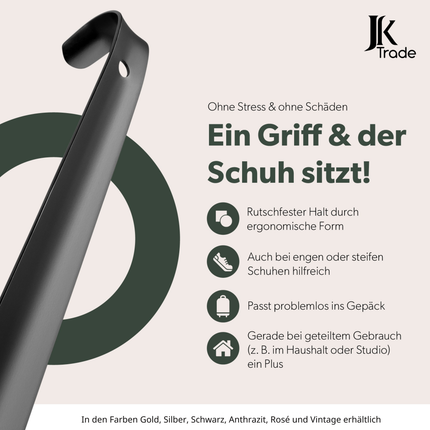 JK Trade Schuhlöffel schwarz 29 cm – robust, modern und ergonomisch