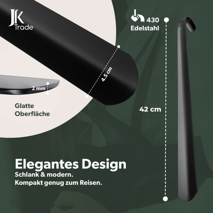 Maße des JK Trade Schuhlöffels schwarz 42 cm – ideale Länge für bequemes Anziehen