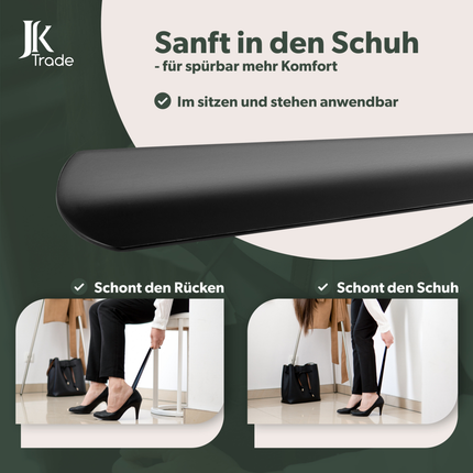 JK Trade Schuhlöffel schwarz 52 cm – rückenschonend, hochwertige Pulverbeschichtung