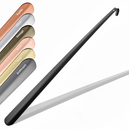 JK Trade Schuhlöffel schwarz 62 cm – extra langer Edelstahl-Schuhanzieher, pulverbeschichtet