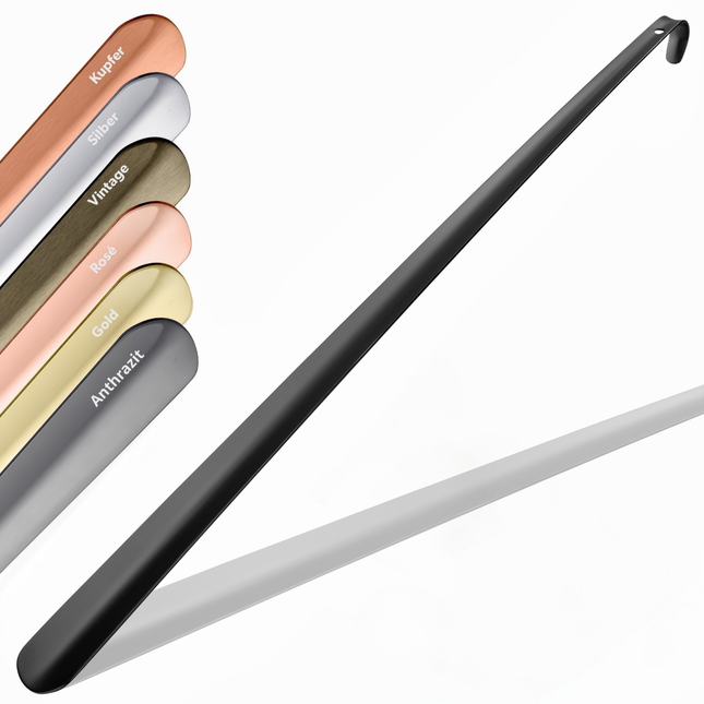 JK Trade Schuhlöffel schwarz 72 cm – extra langer Schuhanzieher aus Edelstahl, pulverbeschichtet